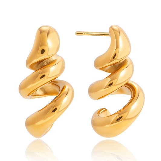 Twisted Sculptural Gold Stud Earrings