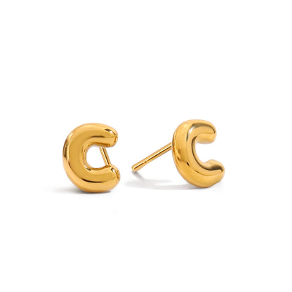 Puffy Letter Stud Earrings