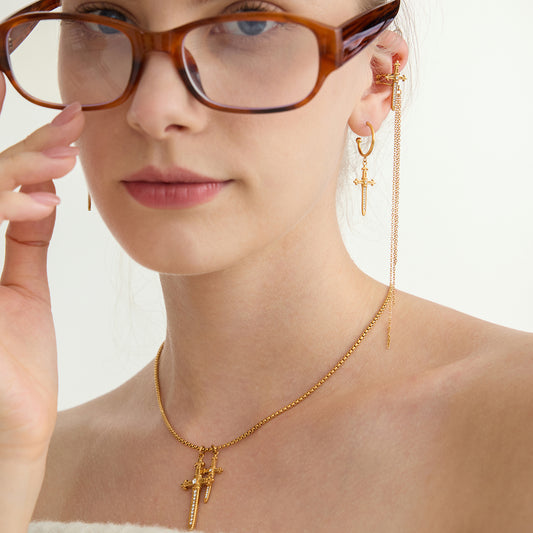 Celestial Cross Chain Ear Cuff