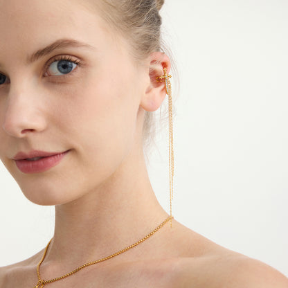 Celestial Cross Chain Ear Cuff