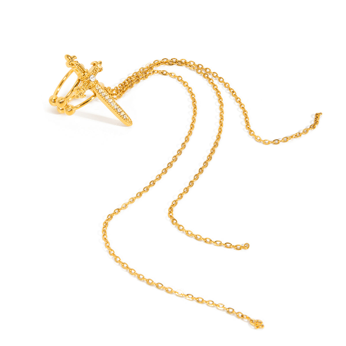 Celestial Cross Chain Ear Cuff