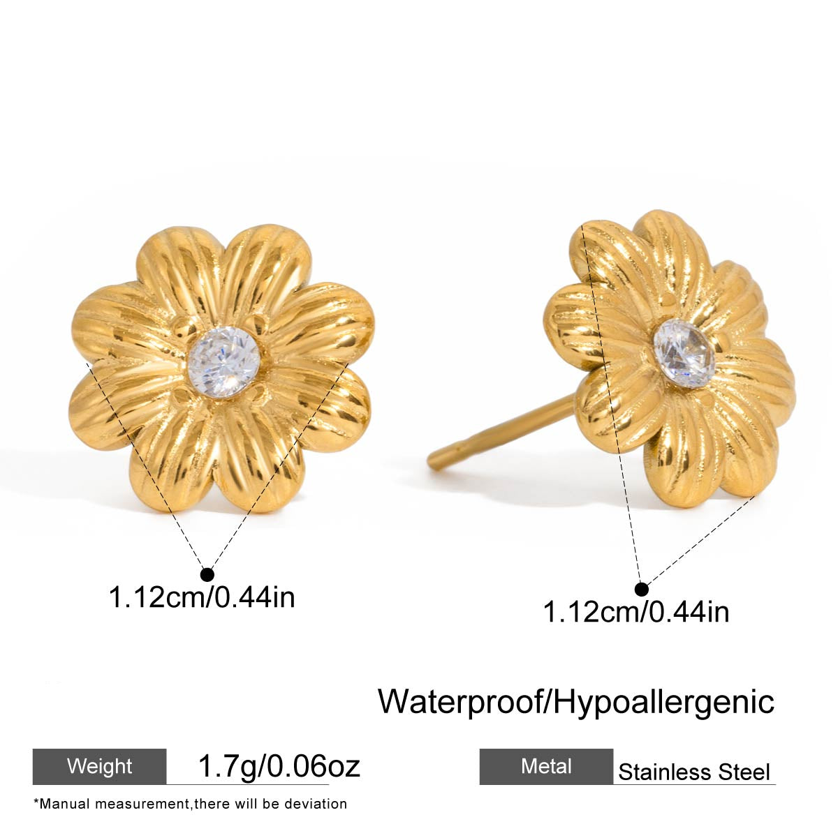 Golden Daisy Sparkle Stud Earrings