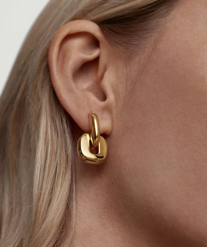 Gold Link Drop Huggie Earrings