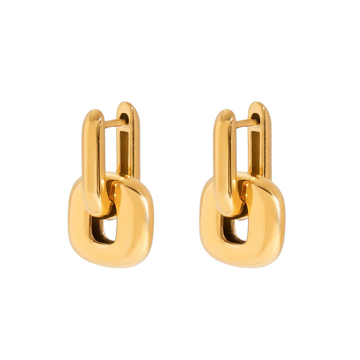 Gold Link Drop Huggie Earrings