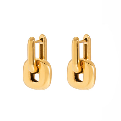 Gold Link Drop Huggie Earrings
