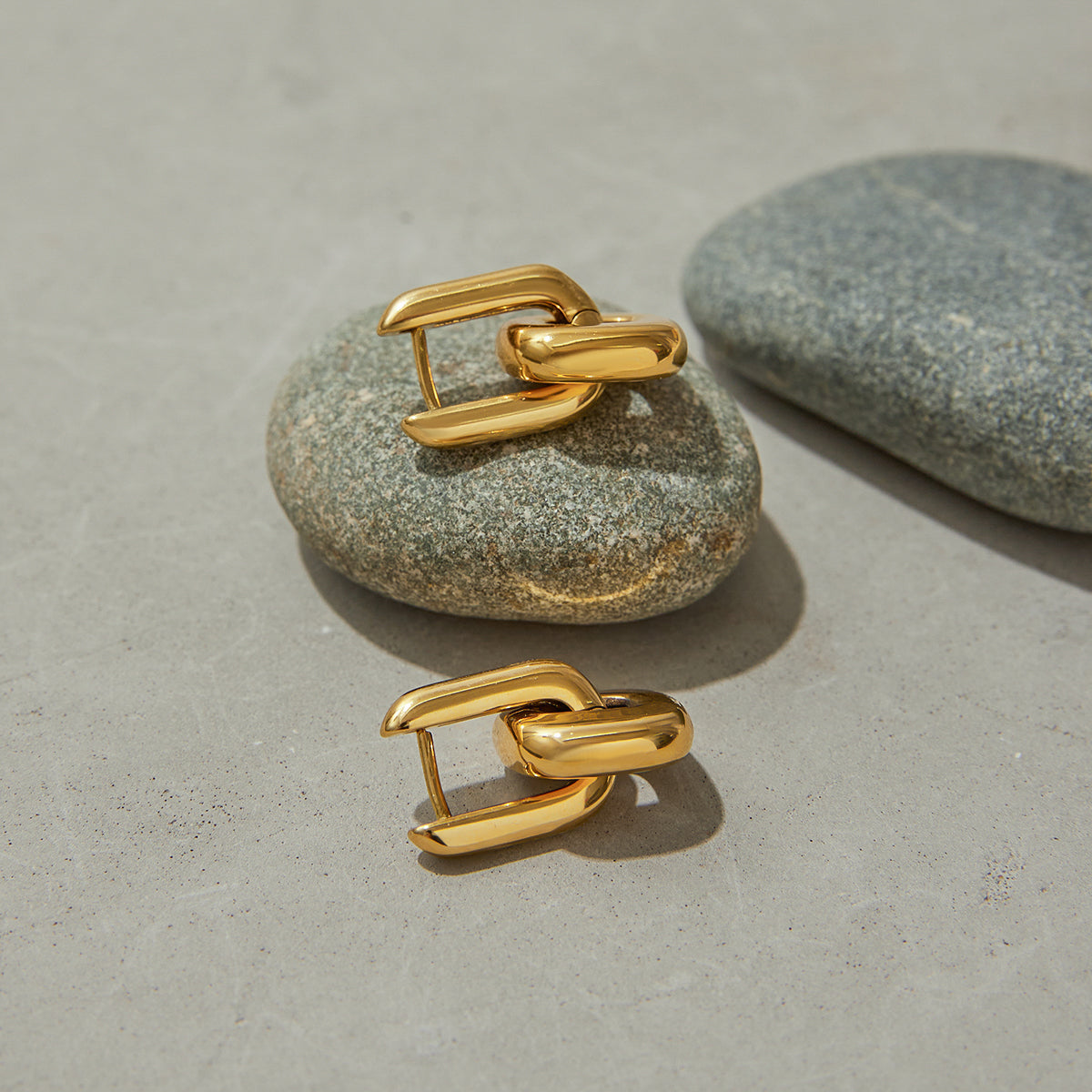 Gold Link Drop Huggie Earrings