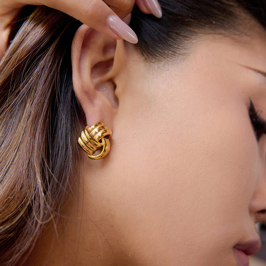 Gold Knot Stud Earrings
