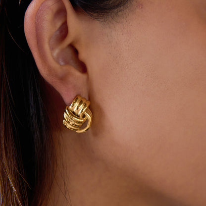 Gold Knot Stud Earrings