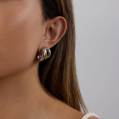 Two-Tone Sculpted Hoop Earrings