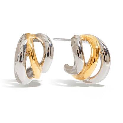 Two-Tone Sculpted Hoop Earrings