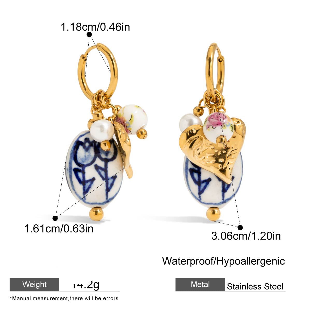 Vintage Porcelain Charm Hoops