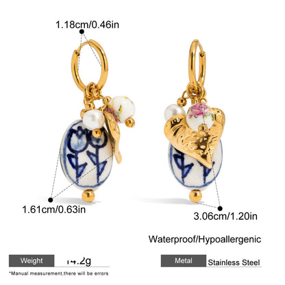 Vintage Porcelain Charm Hoops