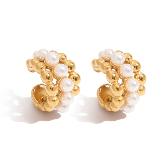 Gold Pearl Bead Earcuffs
