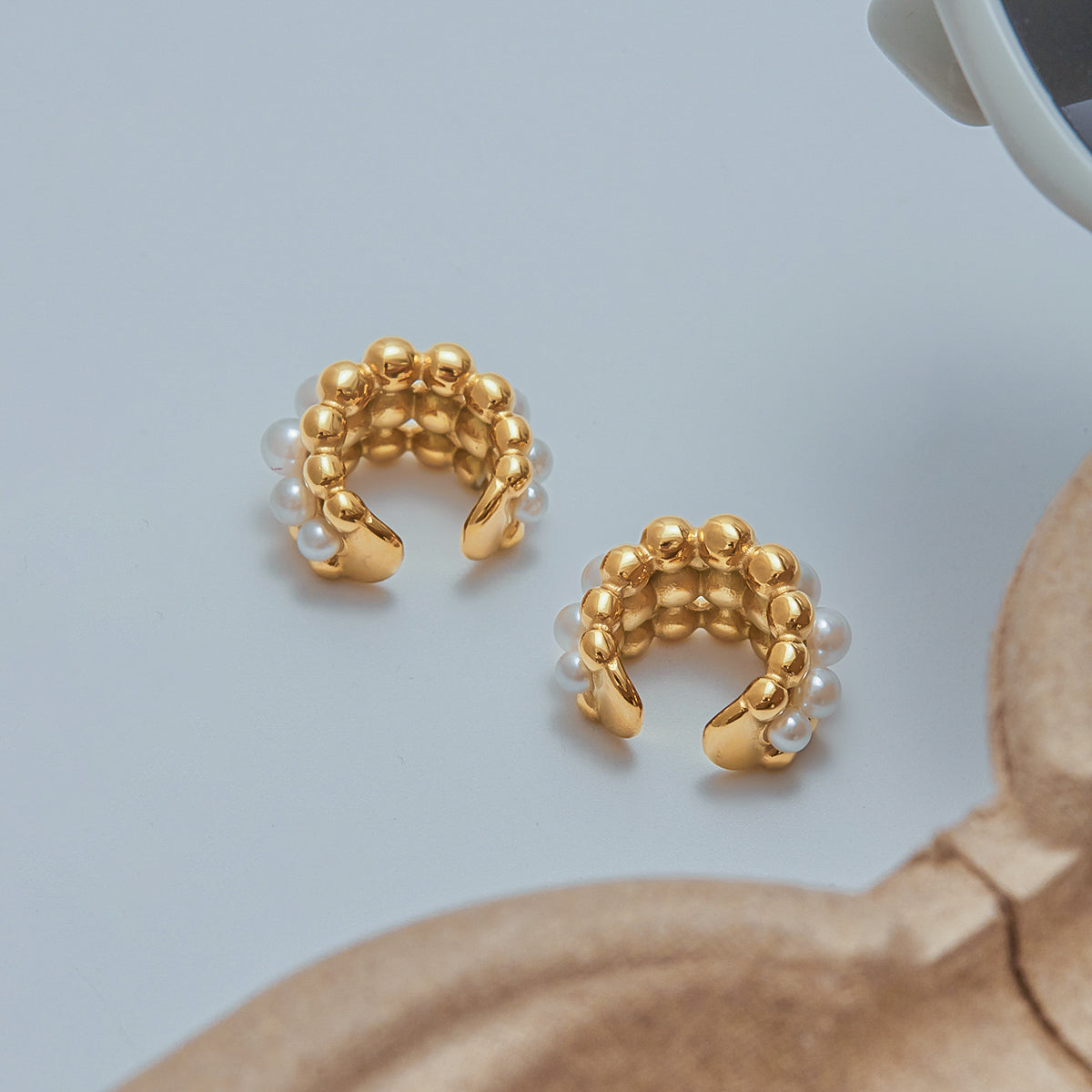 Gold Pearl Bead Earcuffs