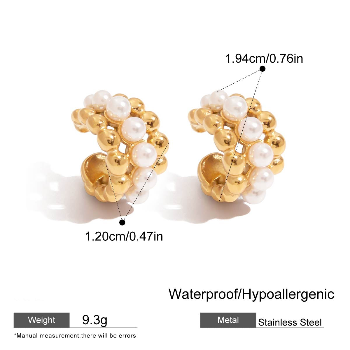 Gold Pearl Bead Earcuffs