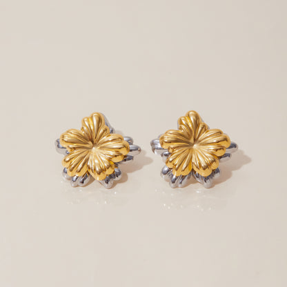 Two‑Tone Clover Stud Earrings