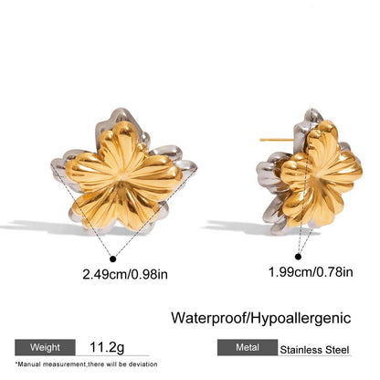 Two‑Tone Clover Stud Earrings