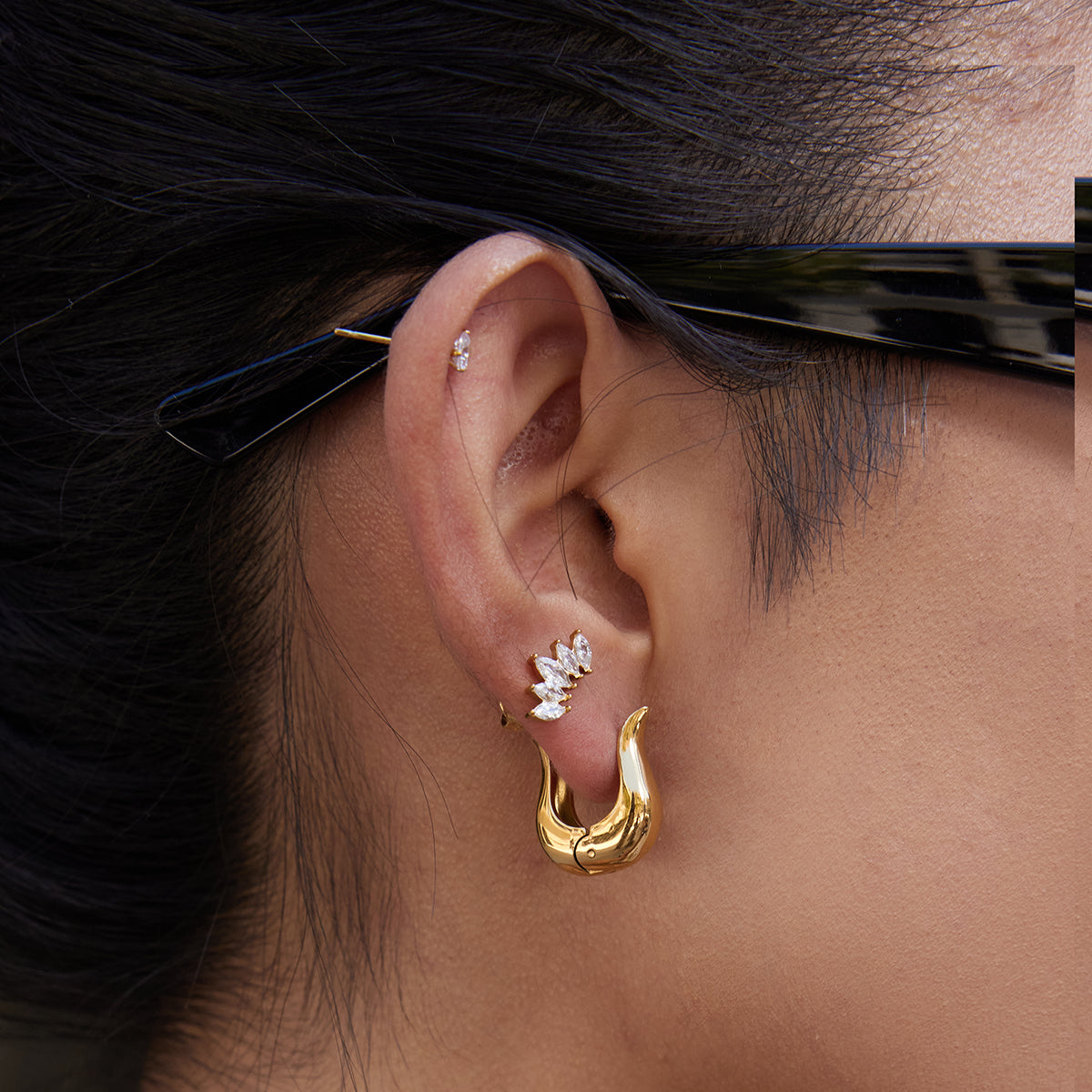 Sculpted Tulip Huggie Earrings