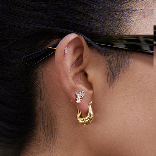 Sculpted Tulip Huggie Earrings