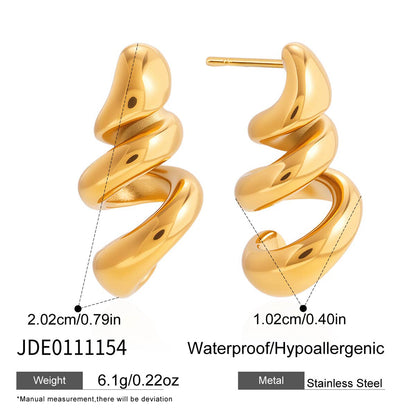Twisted Sculptural Gold Stud Earrings