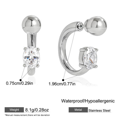 Modern Crystal Huggie Hoop Earrings – Silver