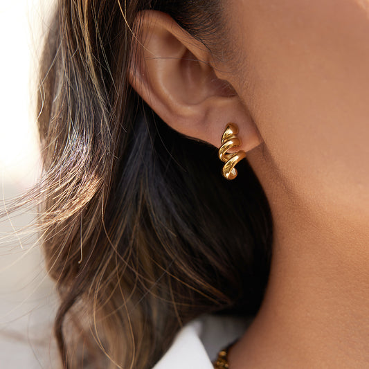Twisted Sculptural Gold Stud Earrings