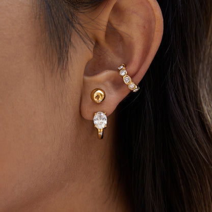 Bezel Crystal Huggie Ear Cuff