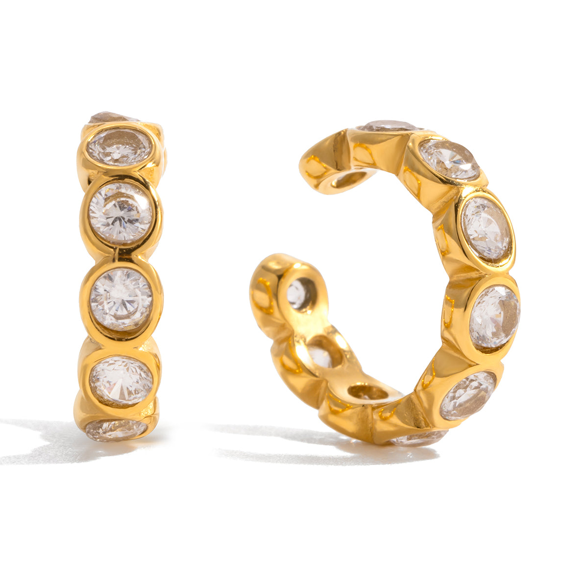 Bezel Crystal Huggie Ear Cuff