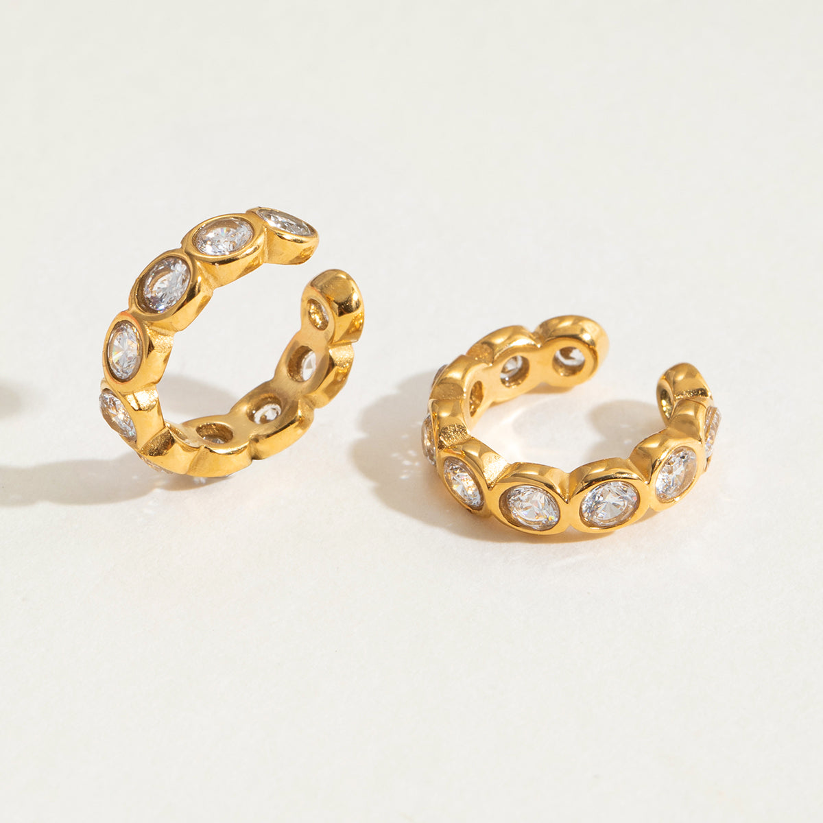 Bezel Crystal Huggie Ear Cuff