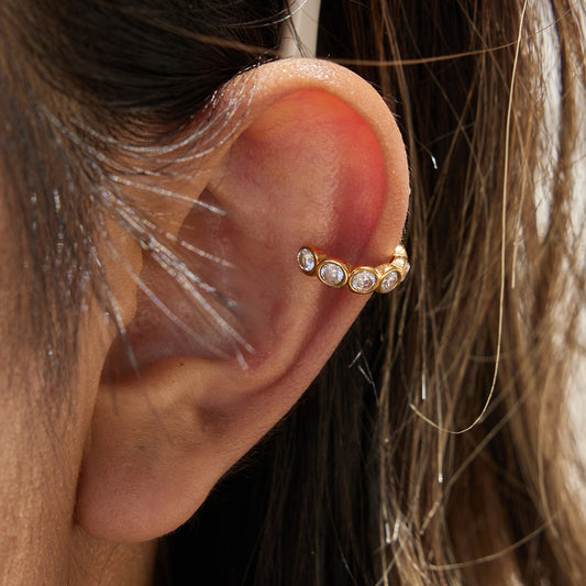 Bezel Crystal Huggie Ear Cuff