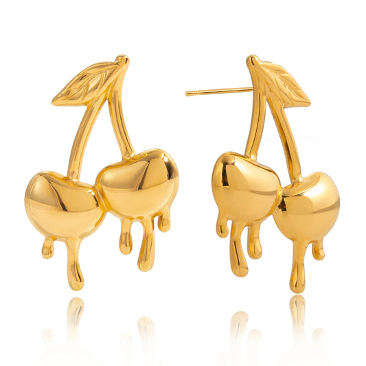 Dripping Cherry Stud Earrings