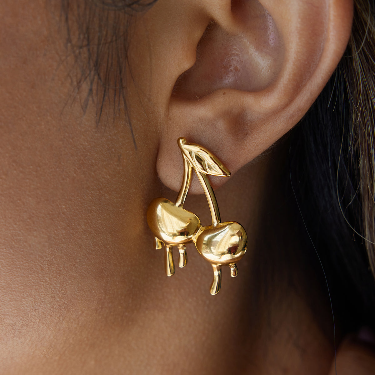 Dripping Cherry Stud Earrings