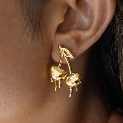 Dripping Cherry Stud Earrings