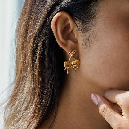 Dripping Cherry Stud Earrings