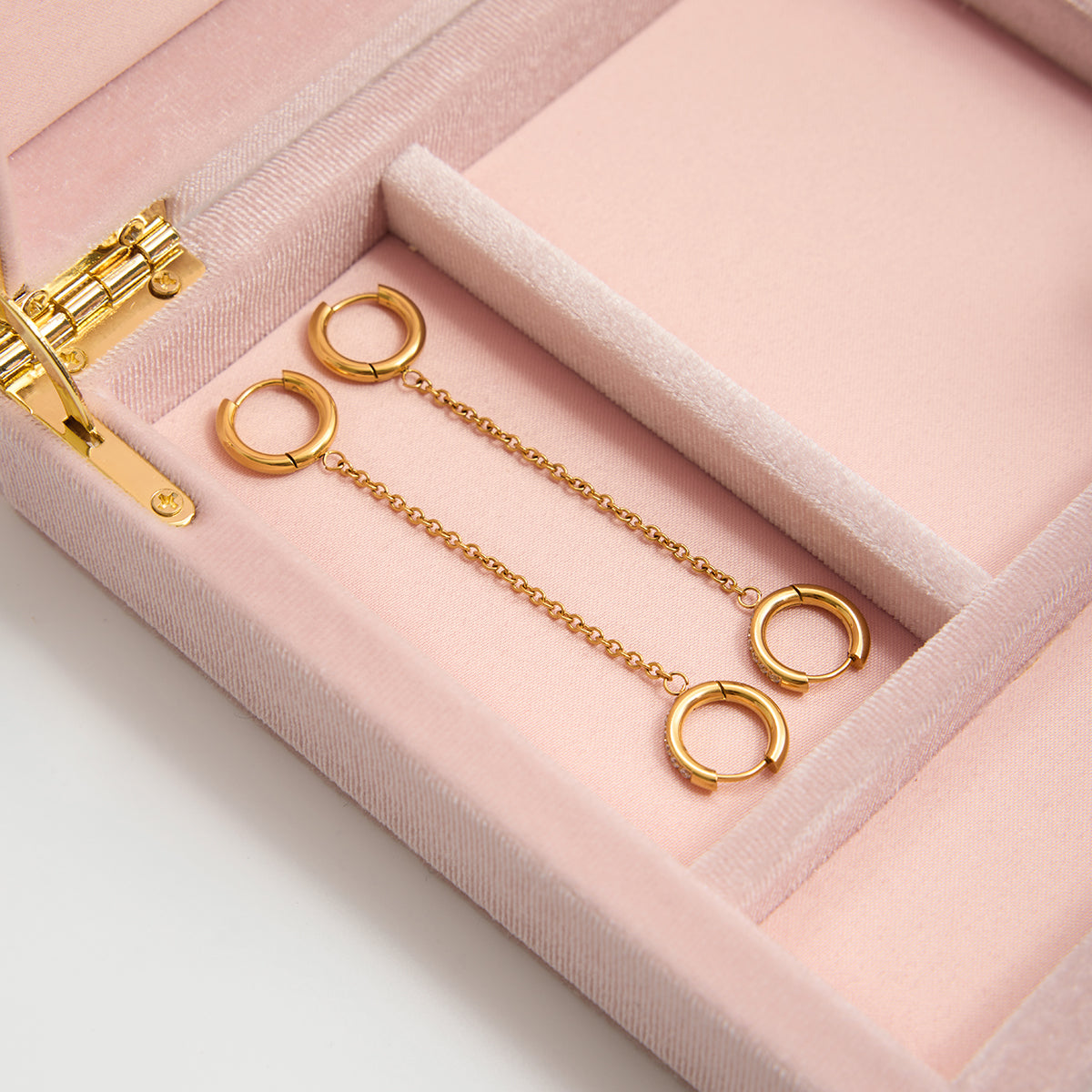 Double Huggie Chain Earrings