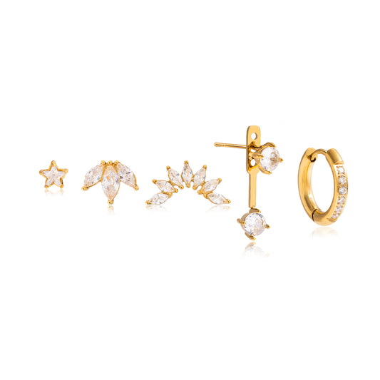 Multi-Shape Gold Ear Set