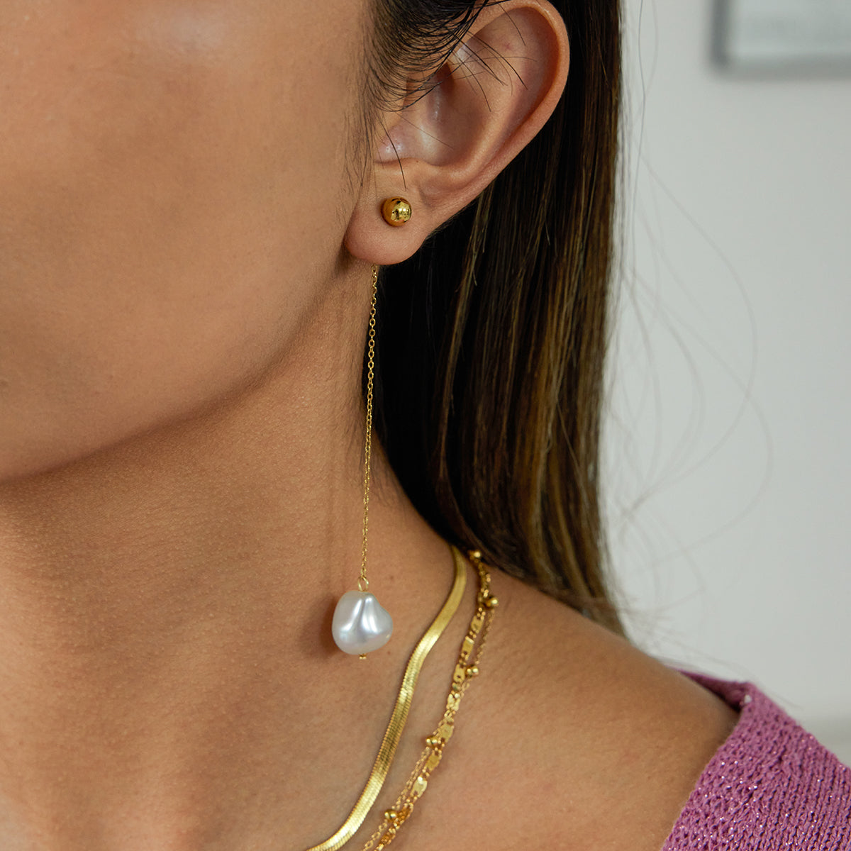 Long Pearl Drop Earrings