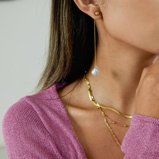 Long Pearl Drop Earrings