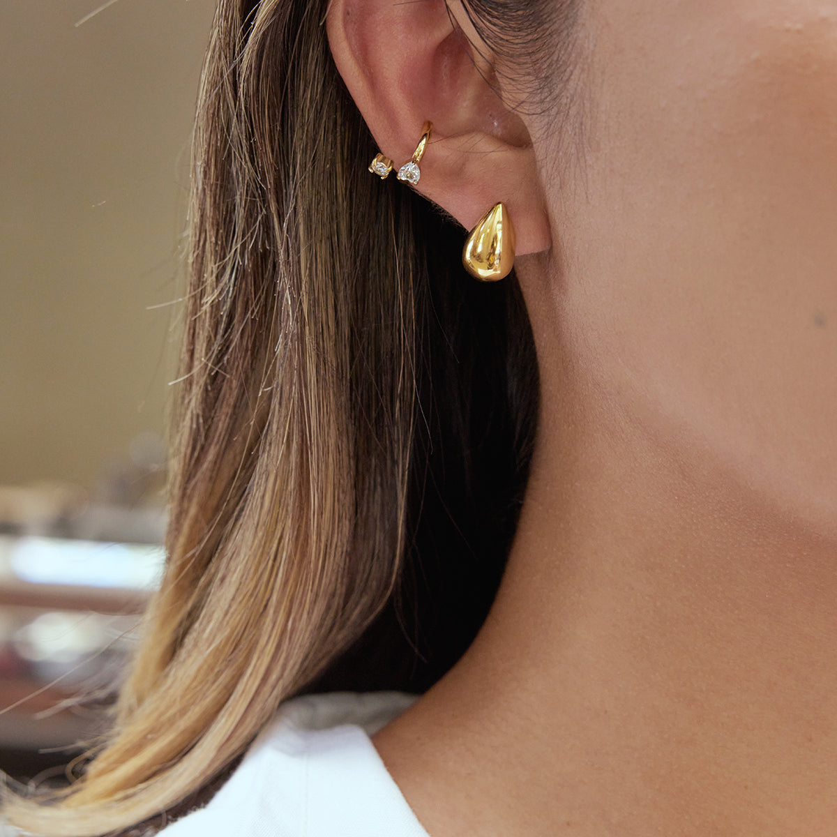 The Polished Teardrop Hoops