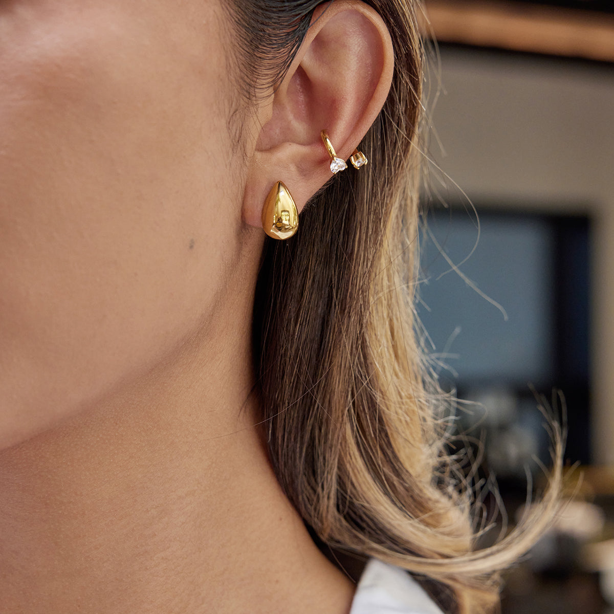 The Polished Teardrop Hoops