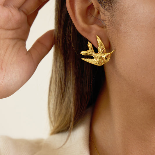 The Aria Golden Swallow Studs
