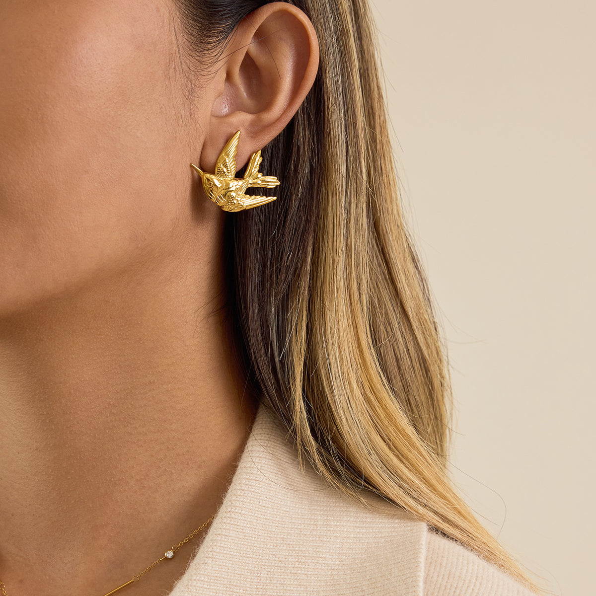The Aria Golden Swallow Studs
