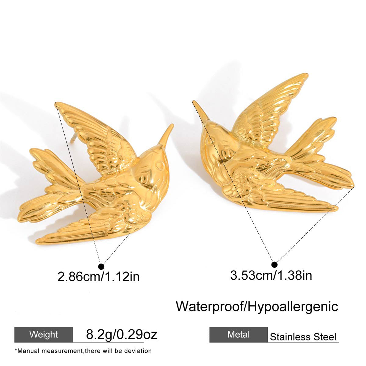 The Aria Golden Swallow Studs