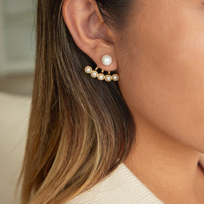 Golden Aura Pearl Jacket Earrings