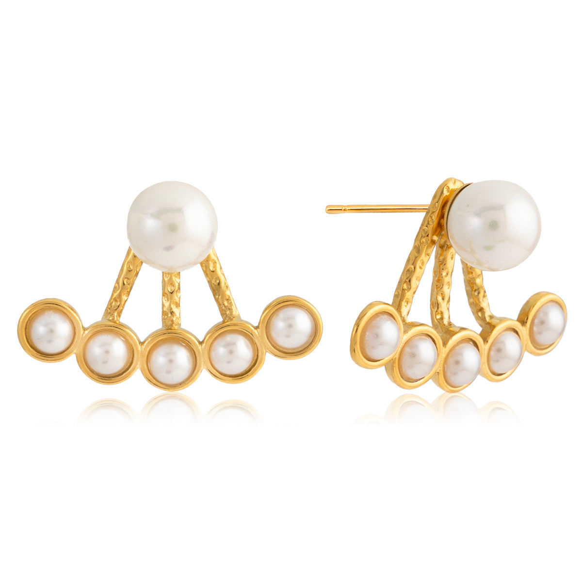 Golden Aura Pearl Jacket Earrings