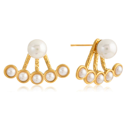Golden Aura Pearl Jacket Earrings