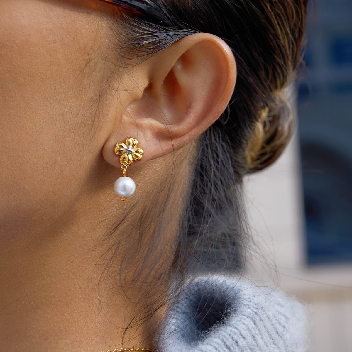 Clover & Pearl Drop Heritage Earrings