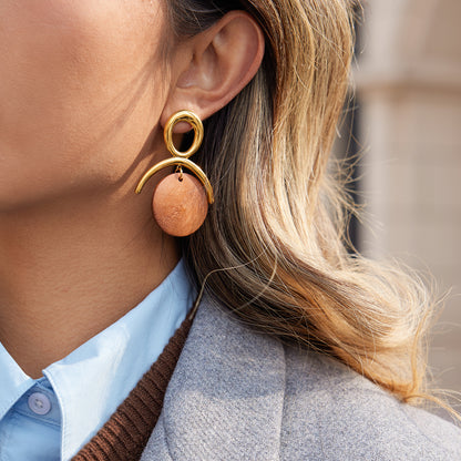 Gaia Gold & Wood Sculptural Earrings