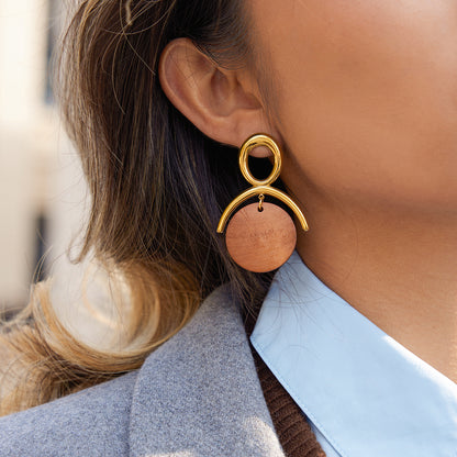 Gaia Gold & Wood Sculptural Earrings