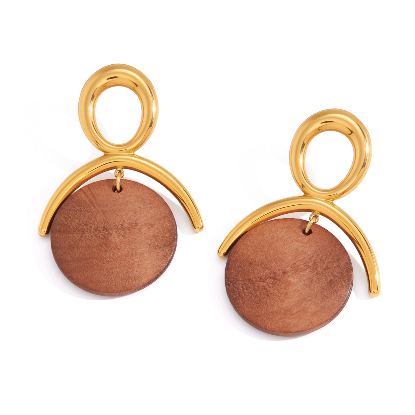 Gaia Gold & Wood Sculptural Earrings